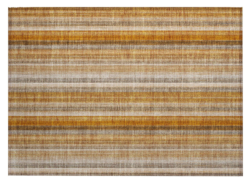 2' X 3' Orange Ivory and Gray Striped Washable Non Skid Indoor Outdoor Area Rug