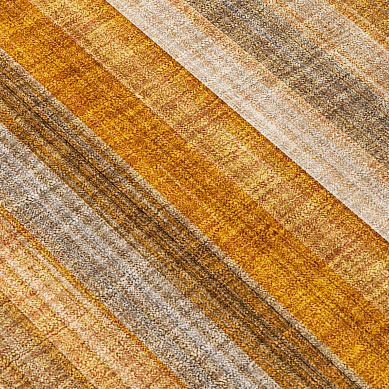 2' X 3' Orange Ivory and Gray Striped Washable Non Skid Indoor Outdoor Area Rug