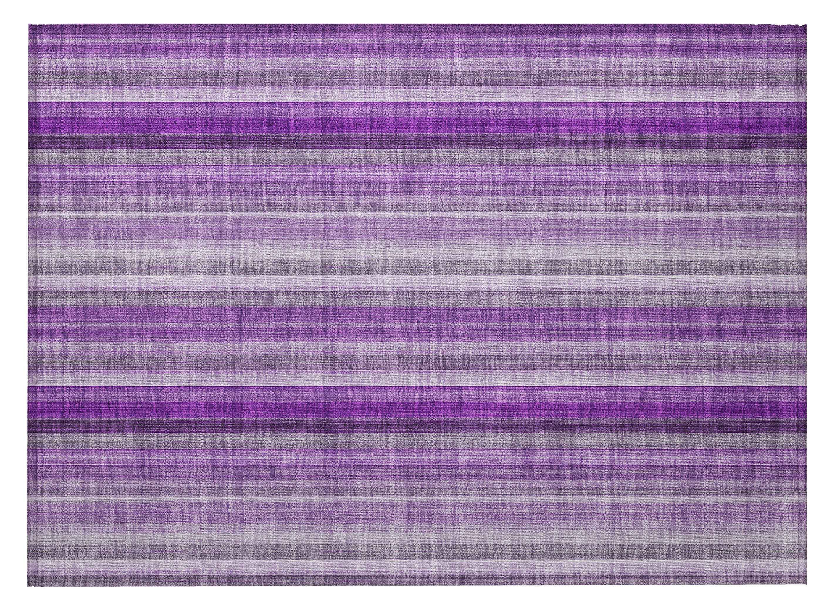 2' X 3' Purple Striped Washable Non Skid Indoor Outdoor Area Rug