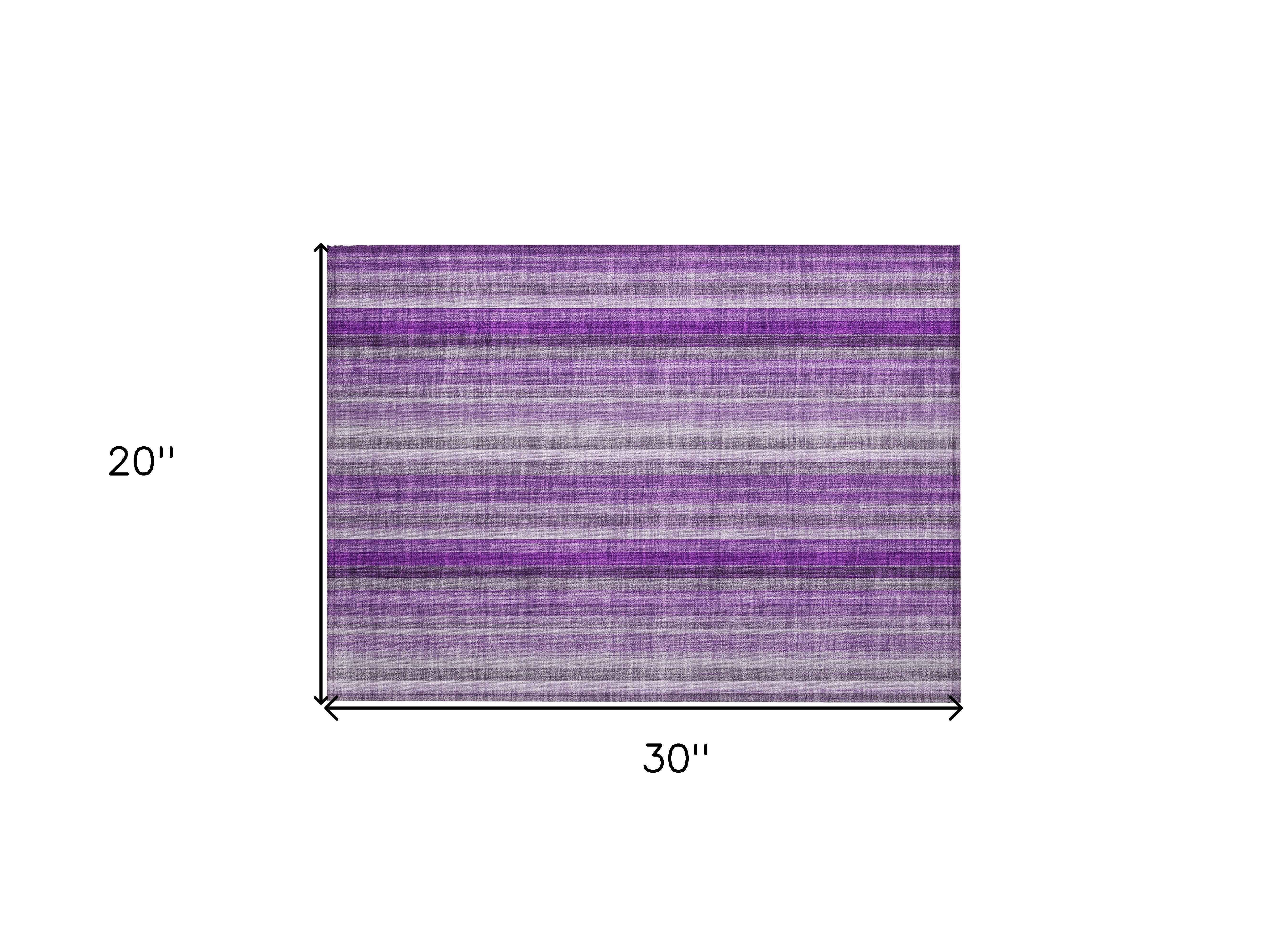 2' X 3' Purple Striped Washable Non Skid Indoor Outdoor Area Rug