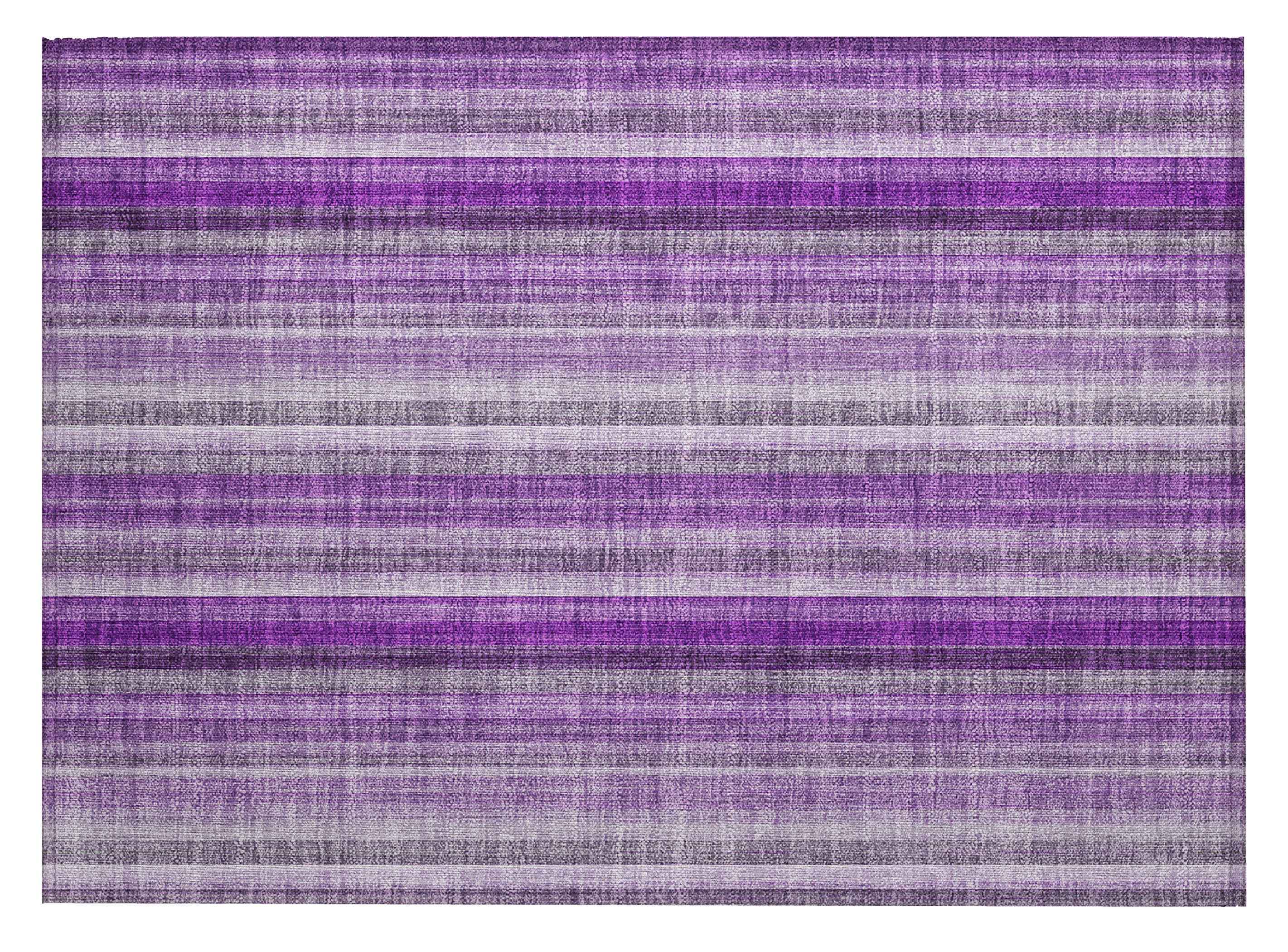 2' X 3' Purple Striped Washable Non Skid Indoor Outdoor Area Rug