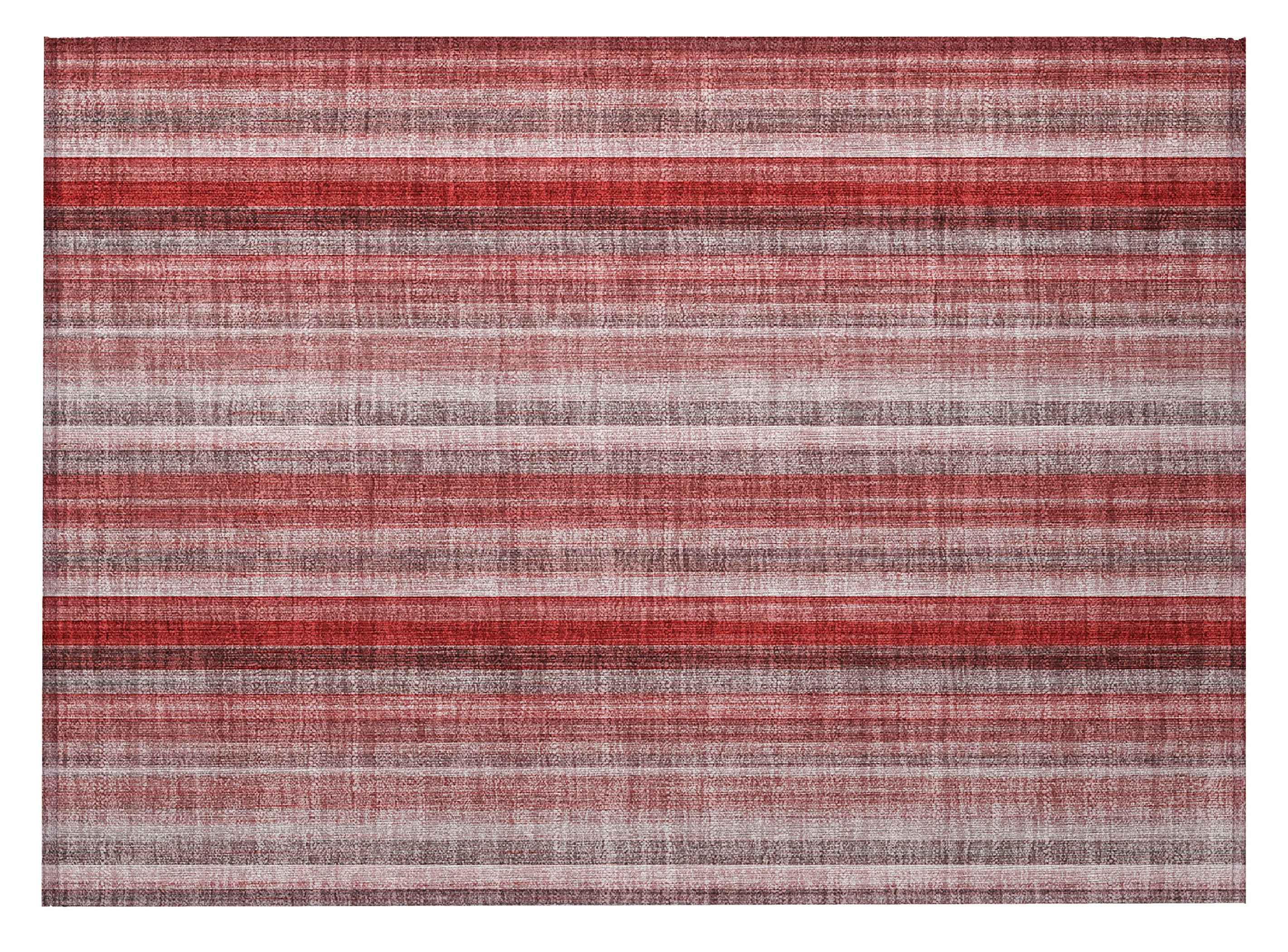 2' X 3' Gray Pink and Red Striped Washable Non Skid Indoor Outdoor Area Rug
