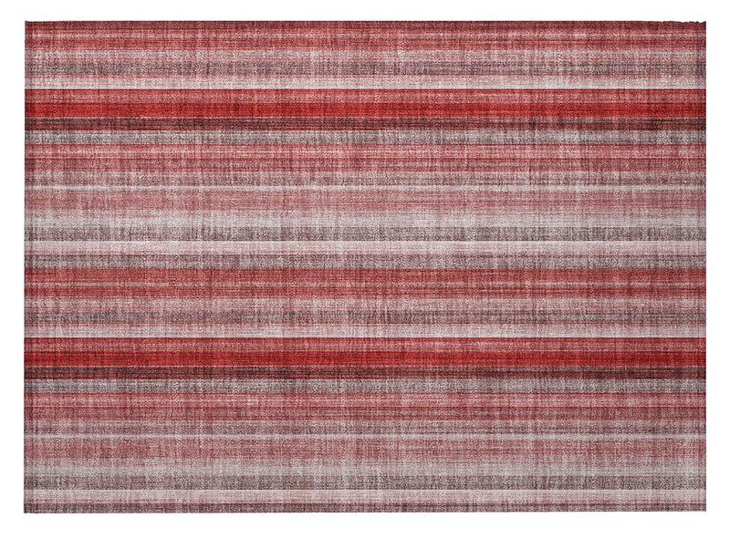 2' X 3' Gray Pink and Red Striped Washable Non Skid Indoor Outdoor Area Rug