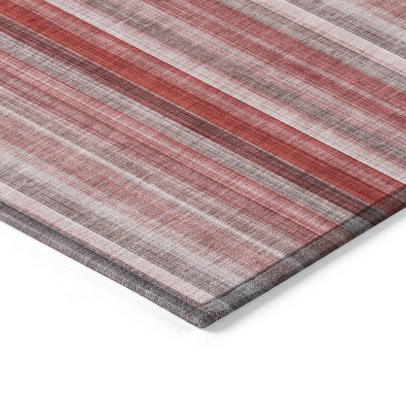 2' X 3' Gray Pink and Red Striped Washable Non Skid Indoor Outdoor Area Rug
