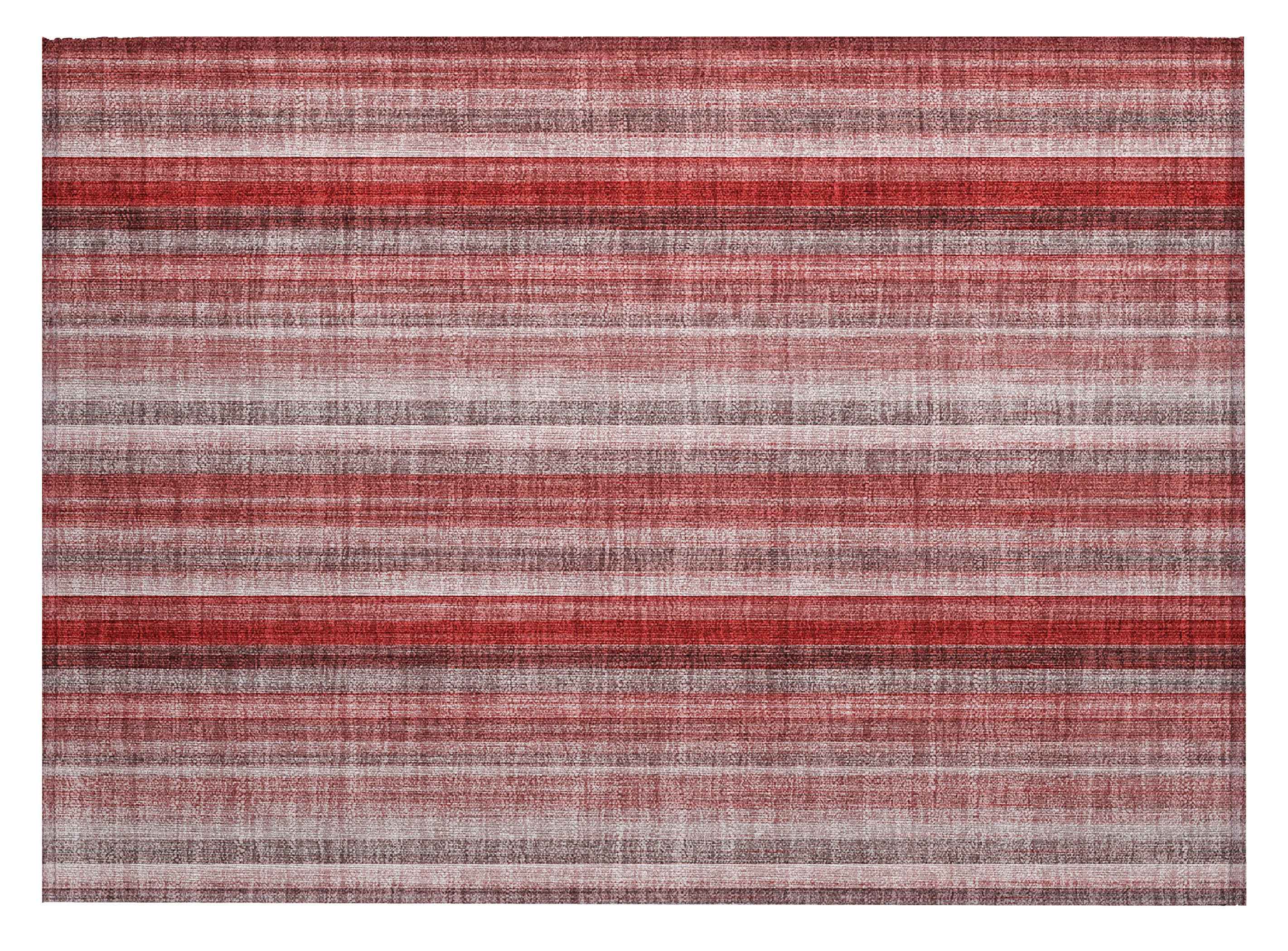 2' X 3' Gray Pink and Red Striped Washable Non Skid Indoor Outdoor Area Rug