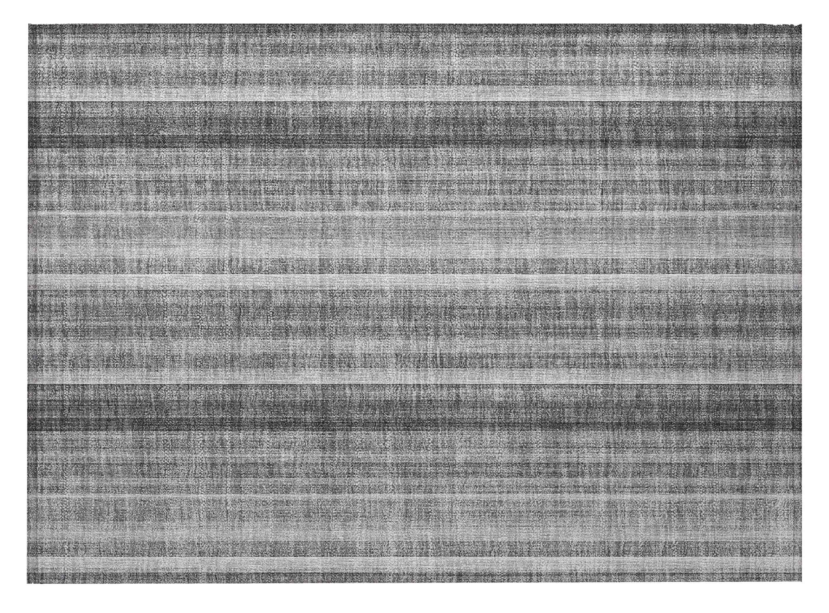2' X 3' Gray Striped Washable Non Skid Indoor Outdoor Area Rug
