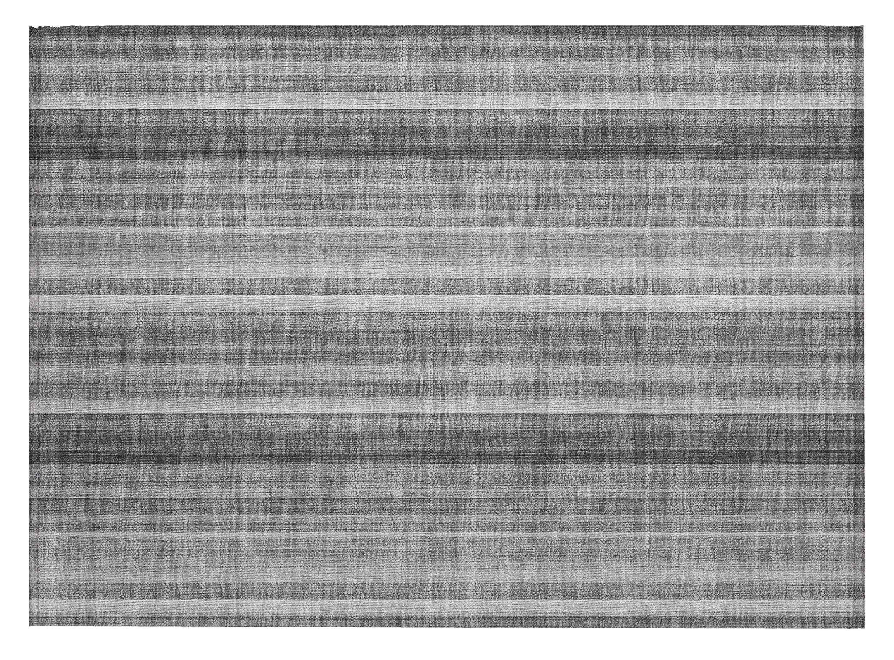 2' X 3' Gray Striped Washable Non Skid Indoor Outdoor Area Rug
