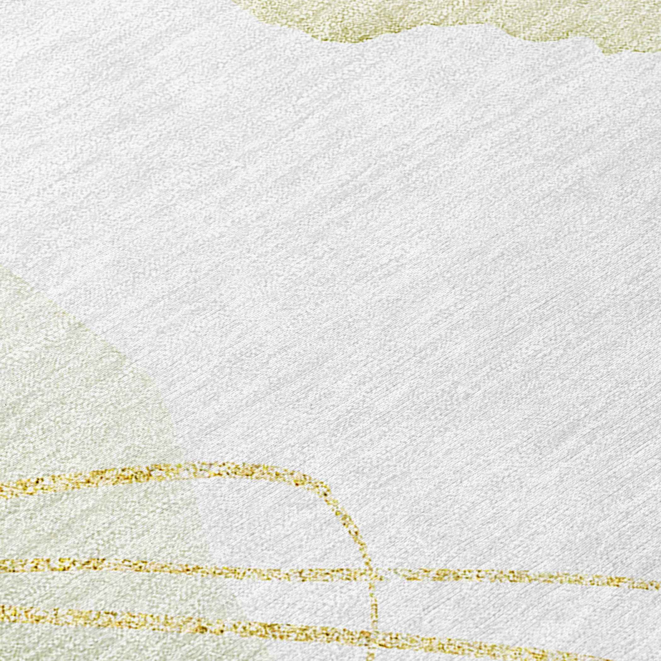 2' X 8' Green and Ivory Abstract Washable Non Skid Indoor Outdoor Runner Rug