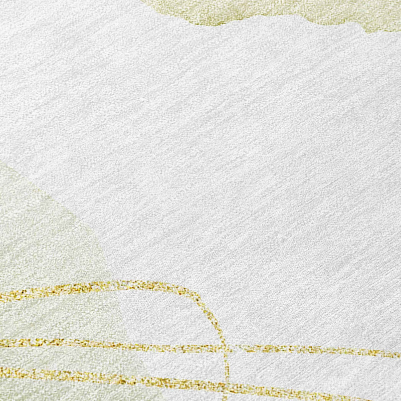 2' X 8' Green and Ivory Abstract Washable Non Skid Indoor Outdoor Runner Rug