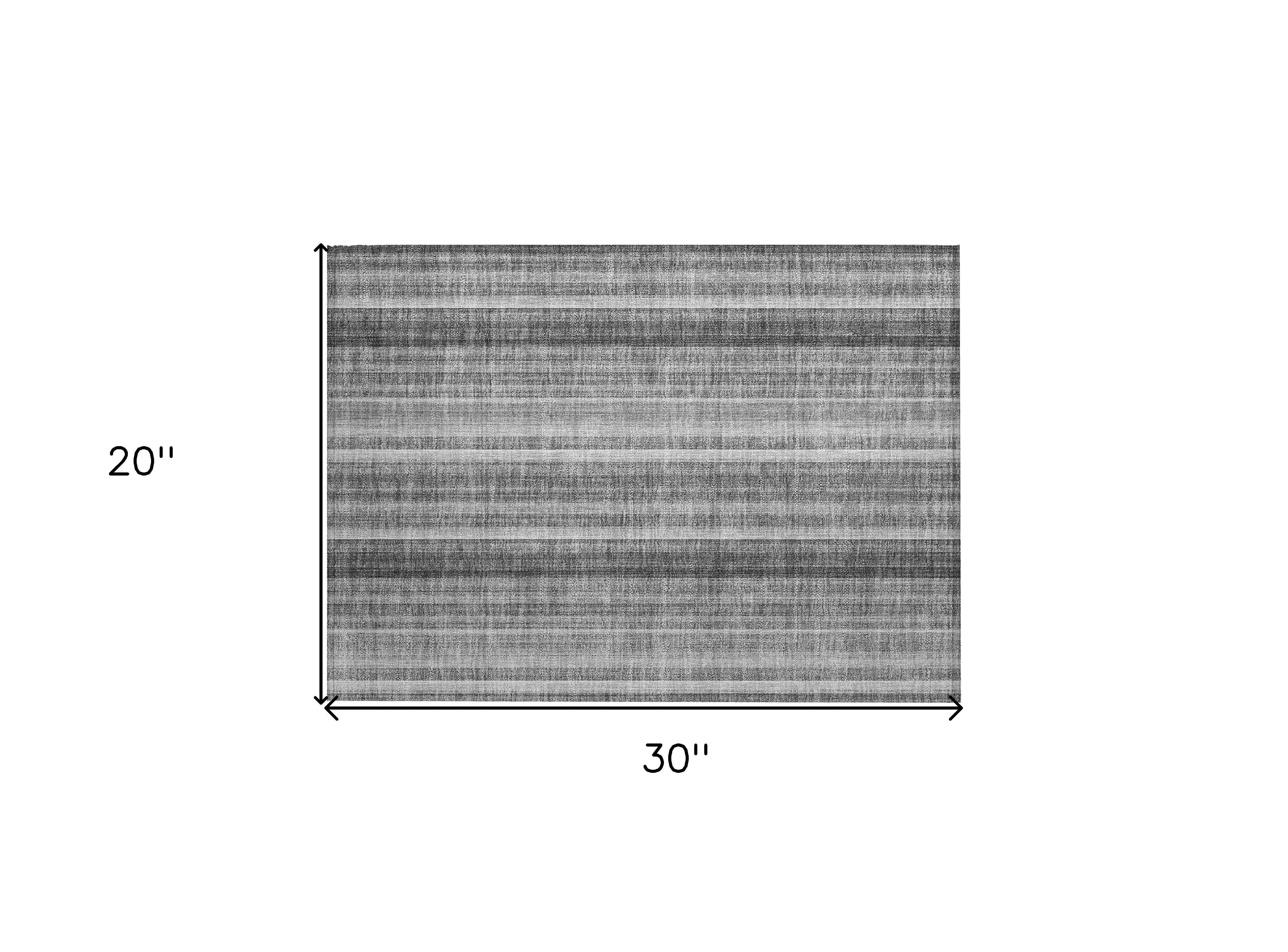 2' X 3' Gray Striped Washable Non Skid Indoor Outdoor Area Rug