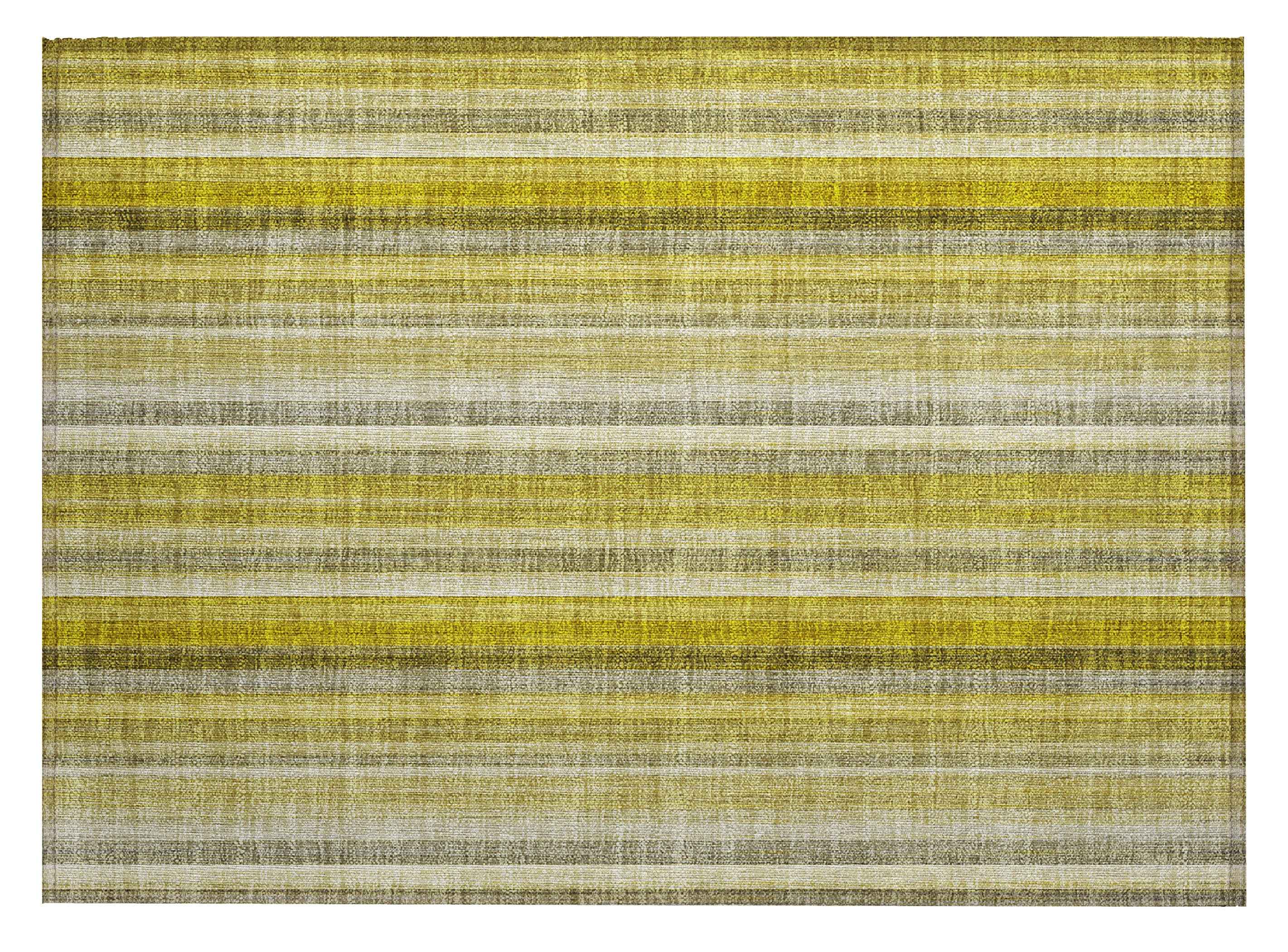 2' X 3' Gold Striped Washable Non Skid Indoor Outdoor Area Rug