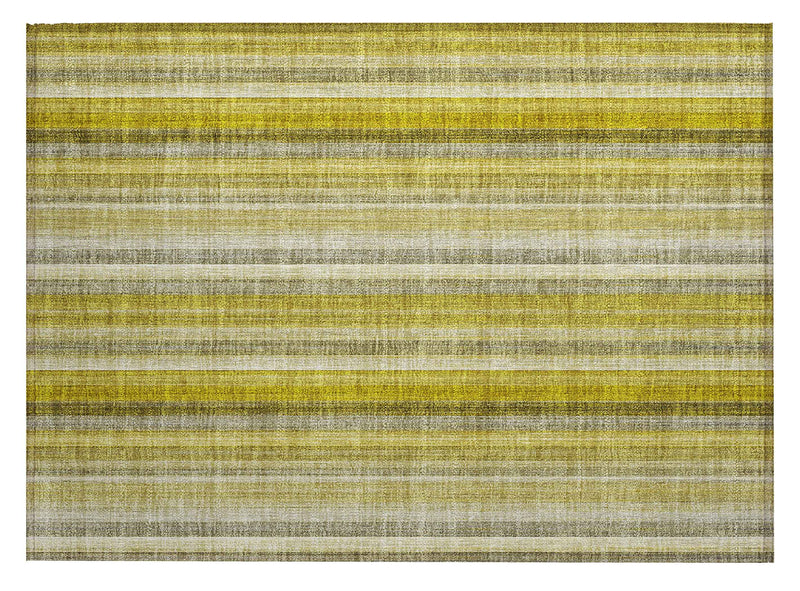 2' X 3' Gold Striped Washable Non Skid Indoor Outdoor Area Rug