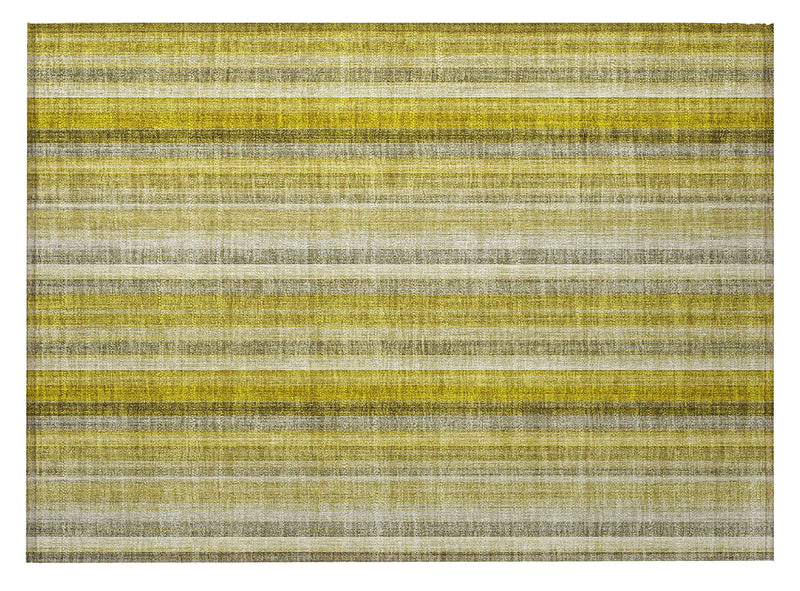 2' X 3' Gold Striped Washable Non Skid Indoor Outdoor Area Rug