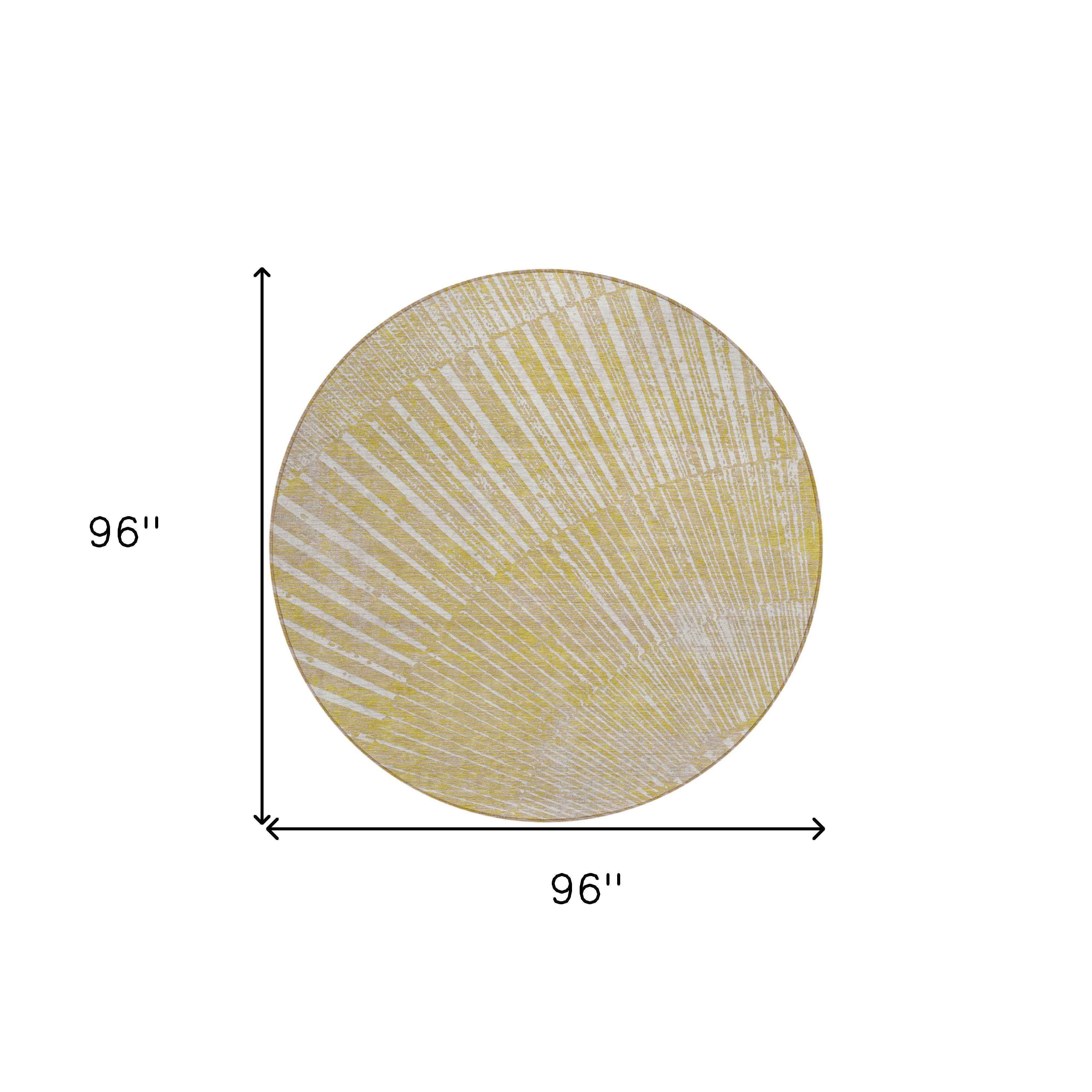 8' Round Wheat Round Abstract Washable Non Skid Indoor Outdoor Area Rug