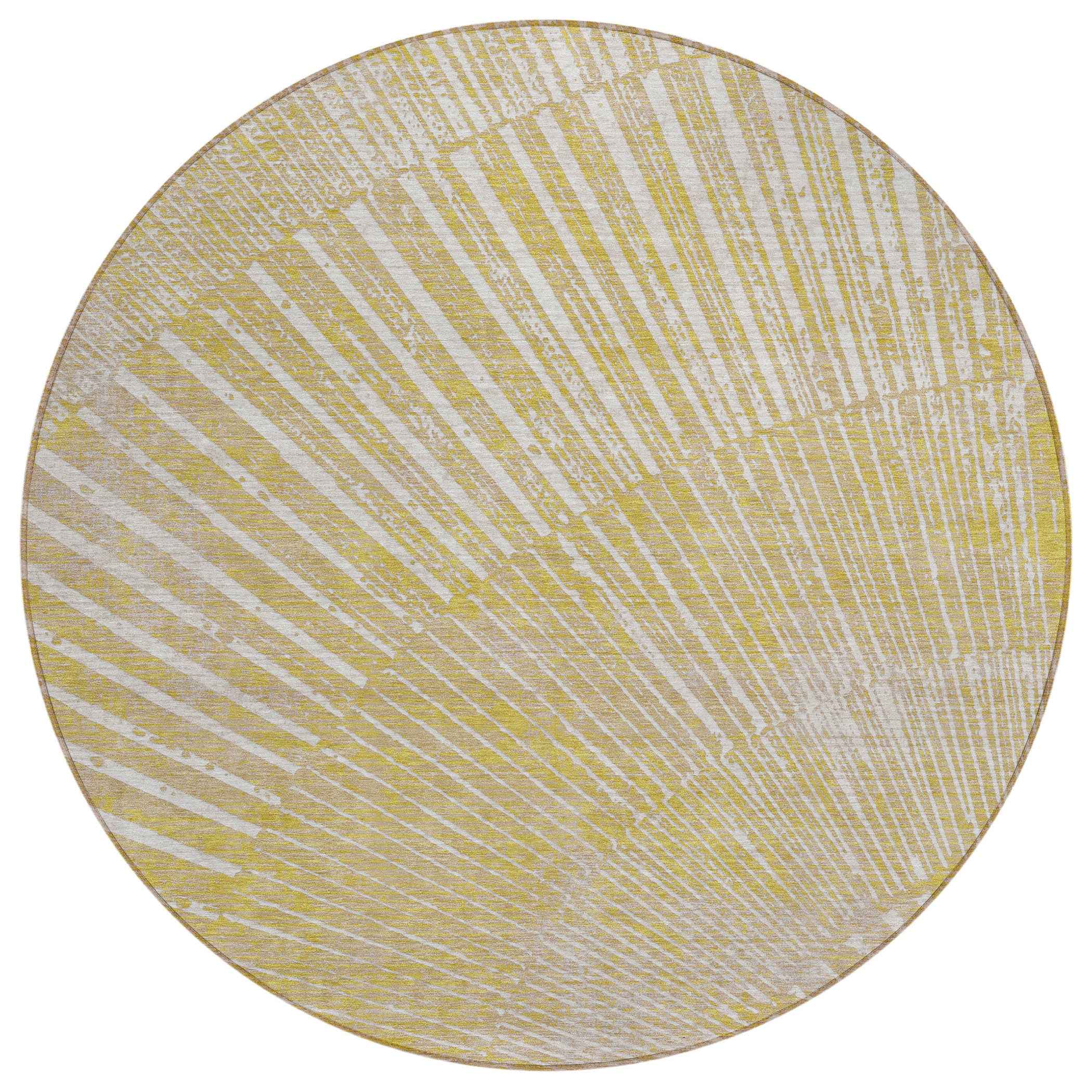 8' Round Wheat Round Abstract Washable Non Skid Indoor Outdoor Area Rug