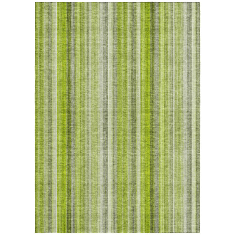 3' X 5' Green Striped Washable Non Skid Indoor Outdoor Area Rug