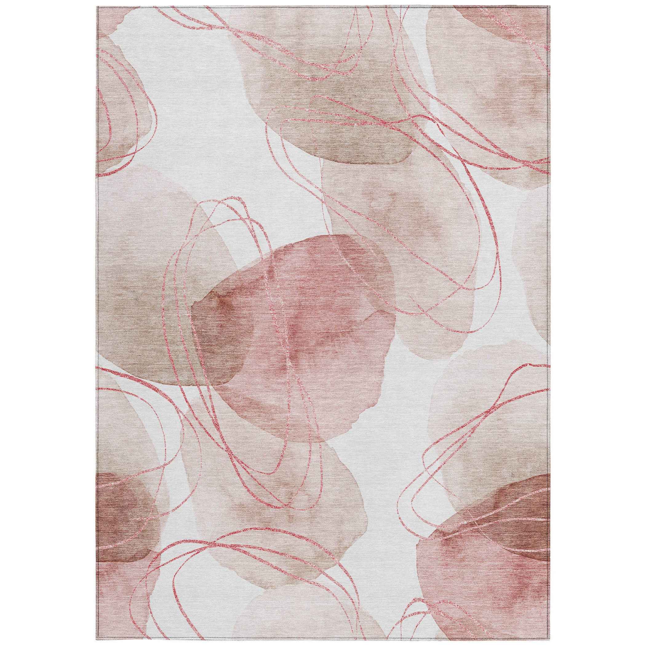 8' X 10' Merlot and Ivory Abstract Washable Non Skid Indoor Outdoor Area Rug