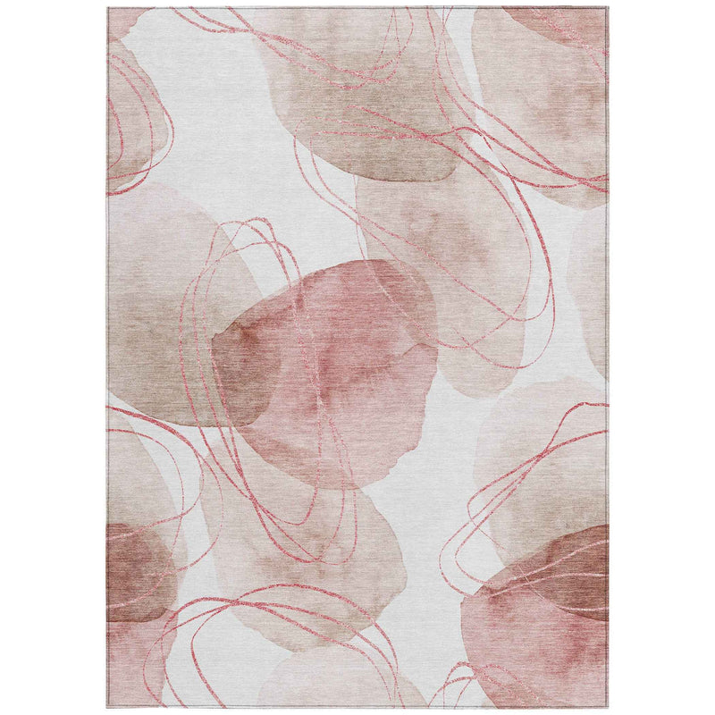 8' X 10' Merlot and Ivory Abstract Washable Non Skid Indoor Outdoor Area Rug