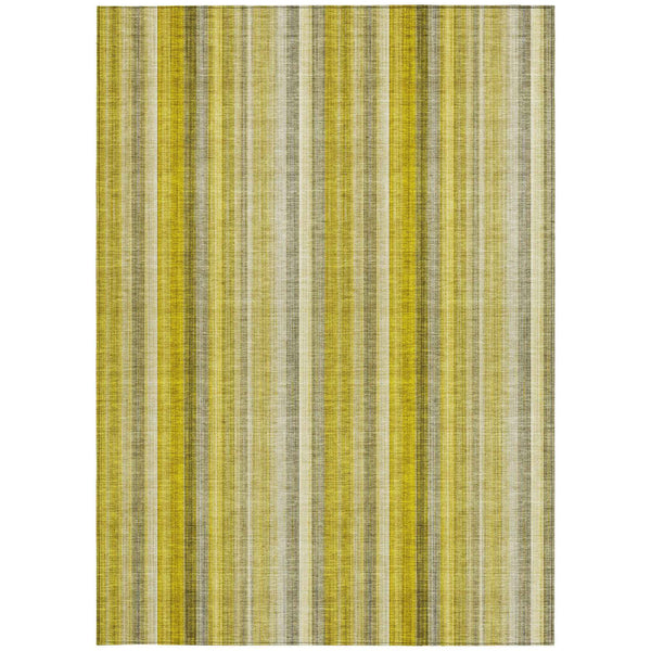 3' X 5' Gold Striped Washable Non Skid Indoor Outdoor Area Rug