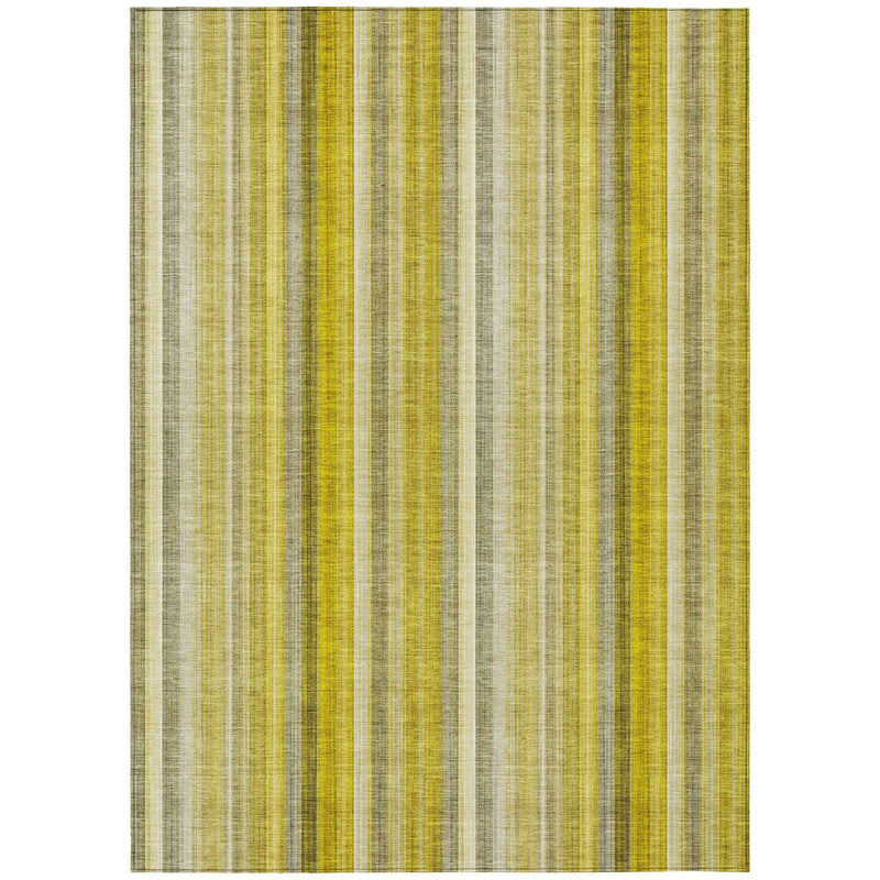 3' X 5' Gold Striped Washable Non Skid Indoor Outdoor Area Rug