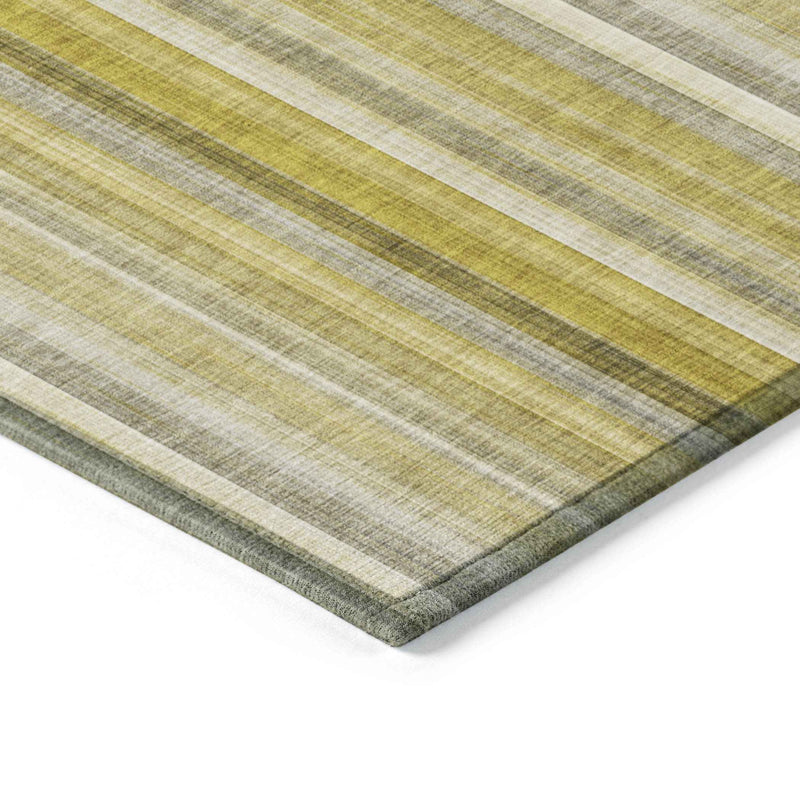 3' X 5' Gold Striped Washable Non Skid Indoor Outdoor Area Rug
