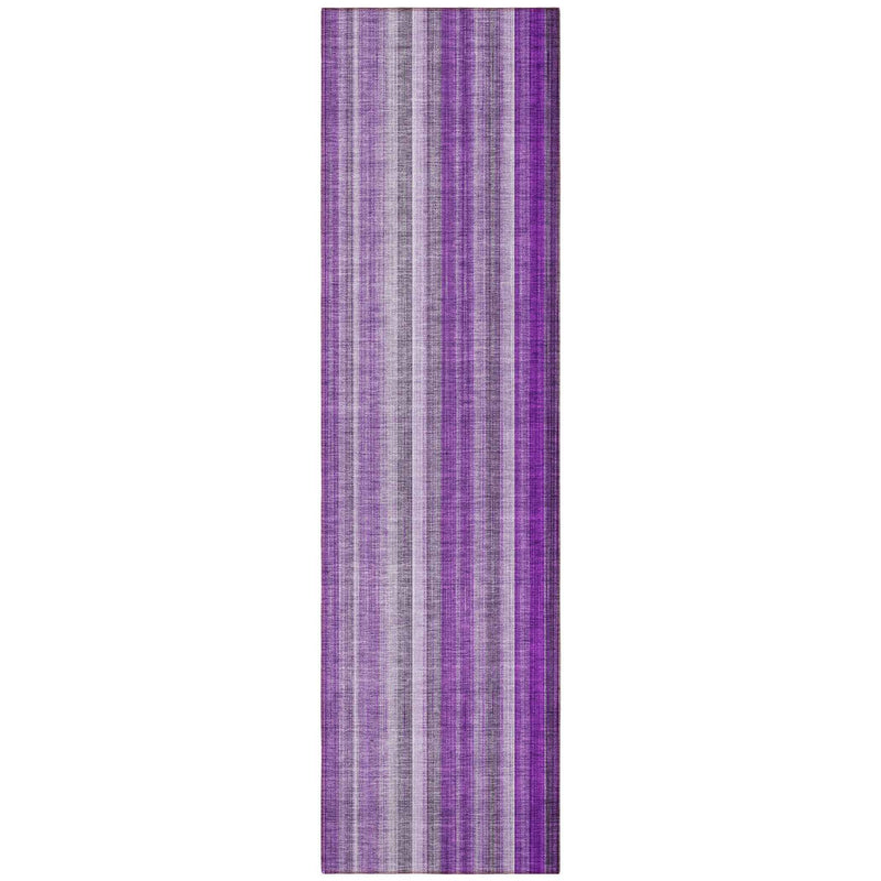 8' Runner Purple Striped Washable Non Skid Indoor Outdoor Runner Rug