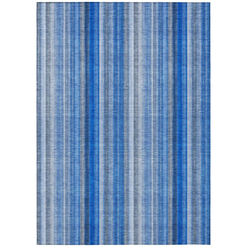 3' X 5' Blue Striped Washable Non Skid Indoor Outdoor Area Rug