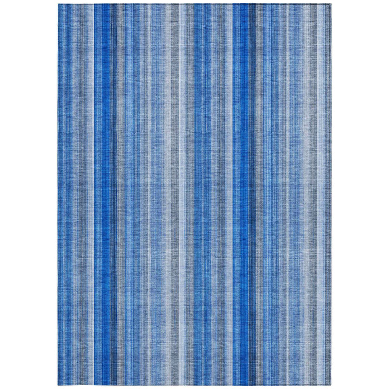 3' X 5' Blue Striped Washable Non Skid Indoor Outdoor Area Rug