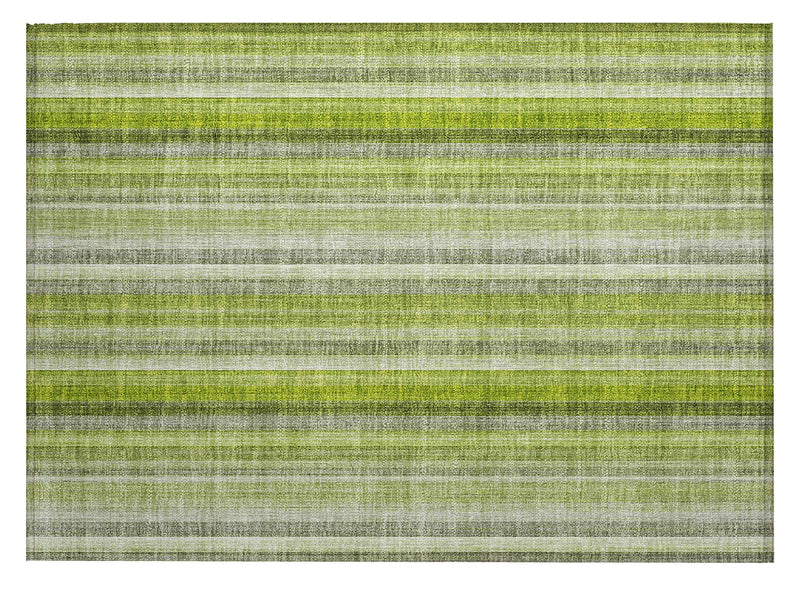 2' X 3' Green Striped Washable Non Skid Indoor Outdoor Area Rug