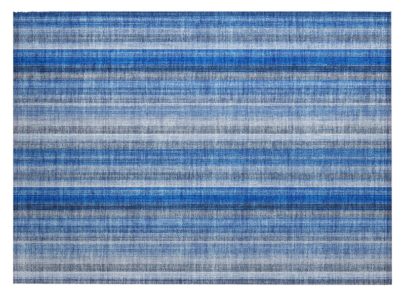 2' X 3' Blue Striped Washable Non Skid Indoor Outdoor Area Rug