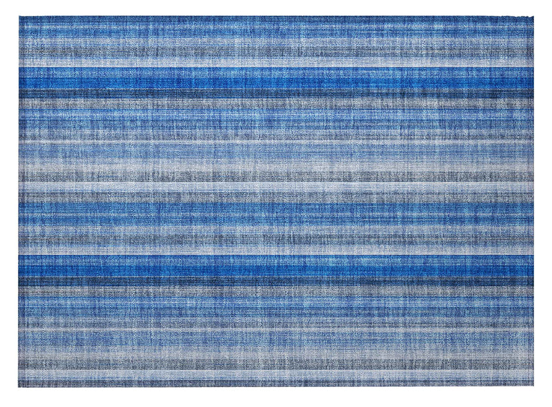 2' X 3' Blue Striped Washable Non Skid Indoor Outdoor Area Rug