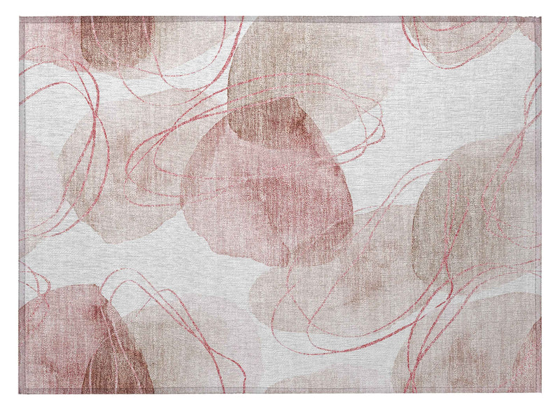 2' X 3' Merlot and Ivory Abstract Washable Non Skid Indoor Outdoor Area Rug