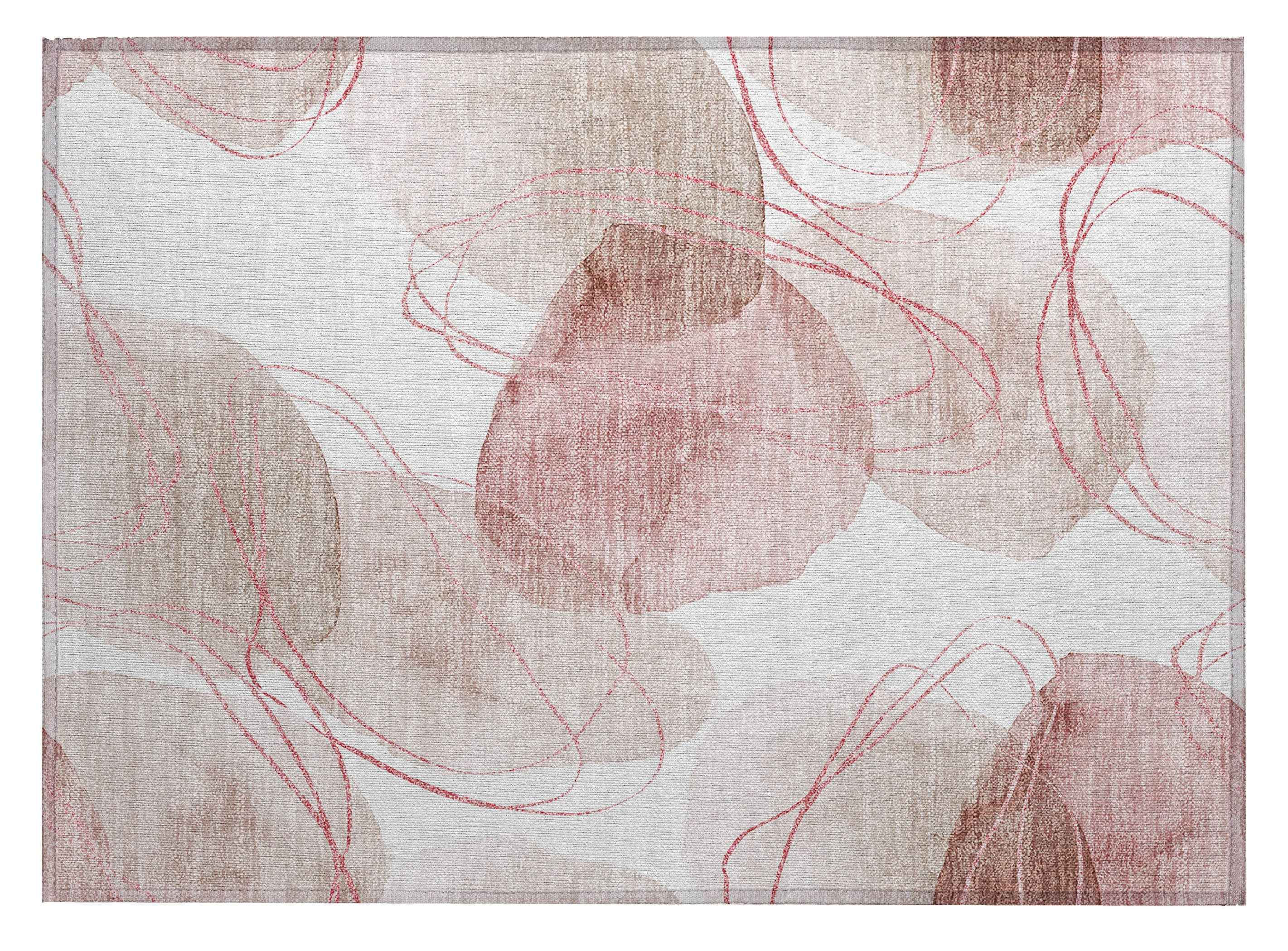 2' X 3' Merlot and Ivory Abstract Washable Non Skid Indoor Outdoor Area Rug