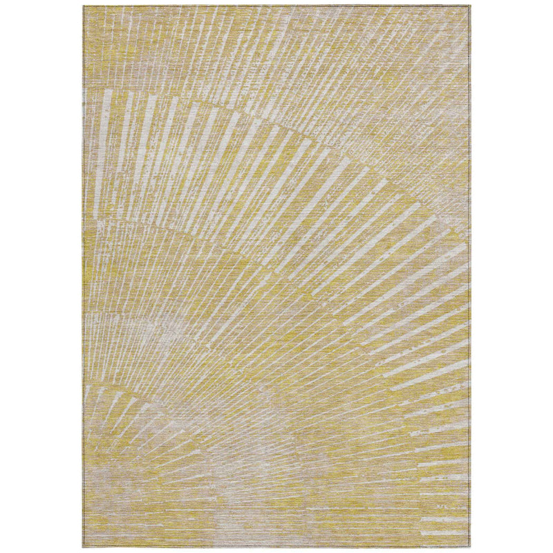 9' X 12' Wheat Abstract Washable Non Skid Indoor Outdoor Area Rug