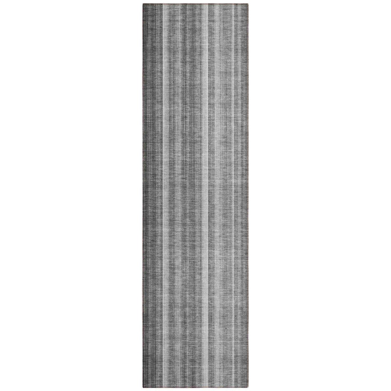 8' Runner Gray Striped Washable Non Skid Indoor Outdoor Runner Rug