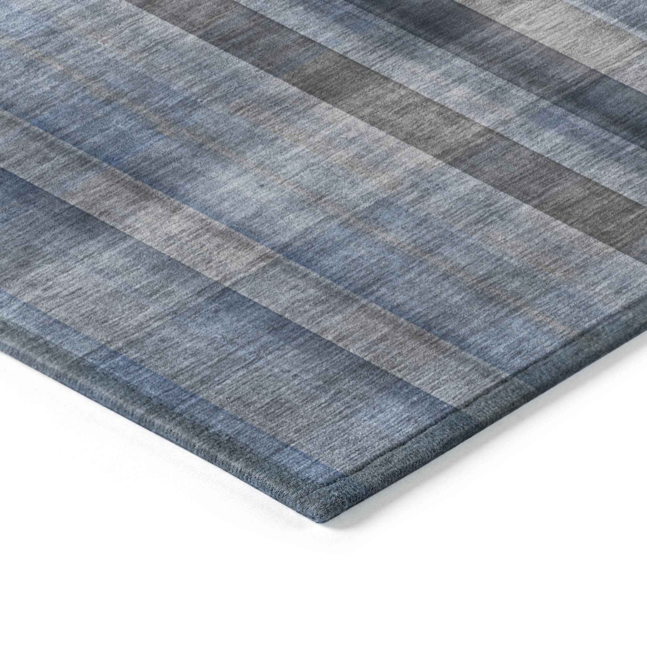 8' Runner Blue Plaid Washable Non Skid Indoor Outdoor Runner Rug