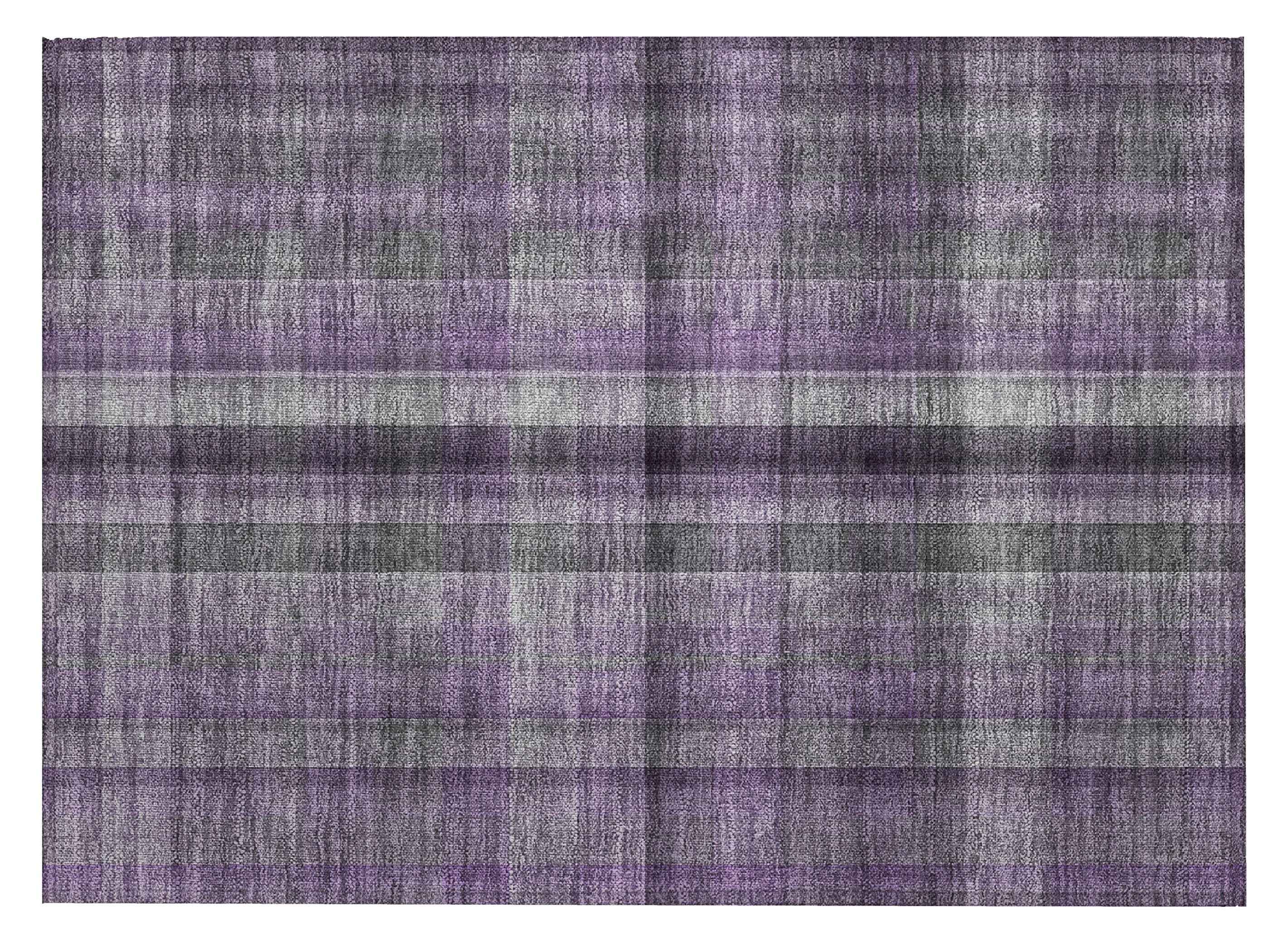 2' X 3' Purple Plaid Washable Non Skid Indoor Outdoor Area Rug