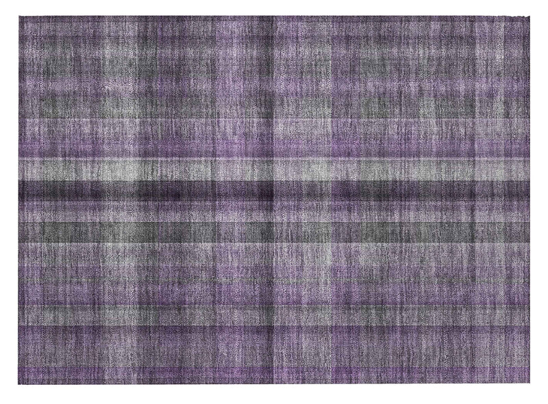 2' X 3' Purple Plaid Washable Non Skid Indoor Outdoor Area Rug