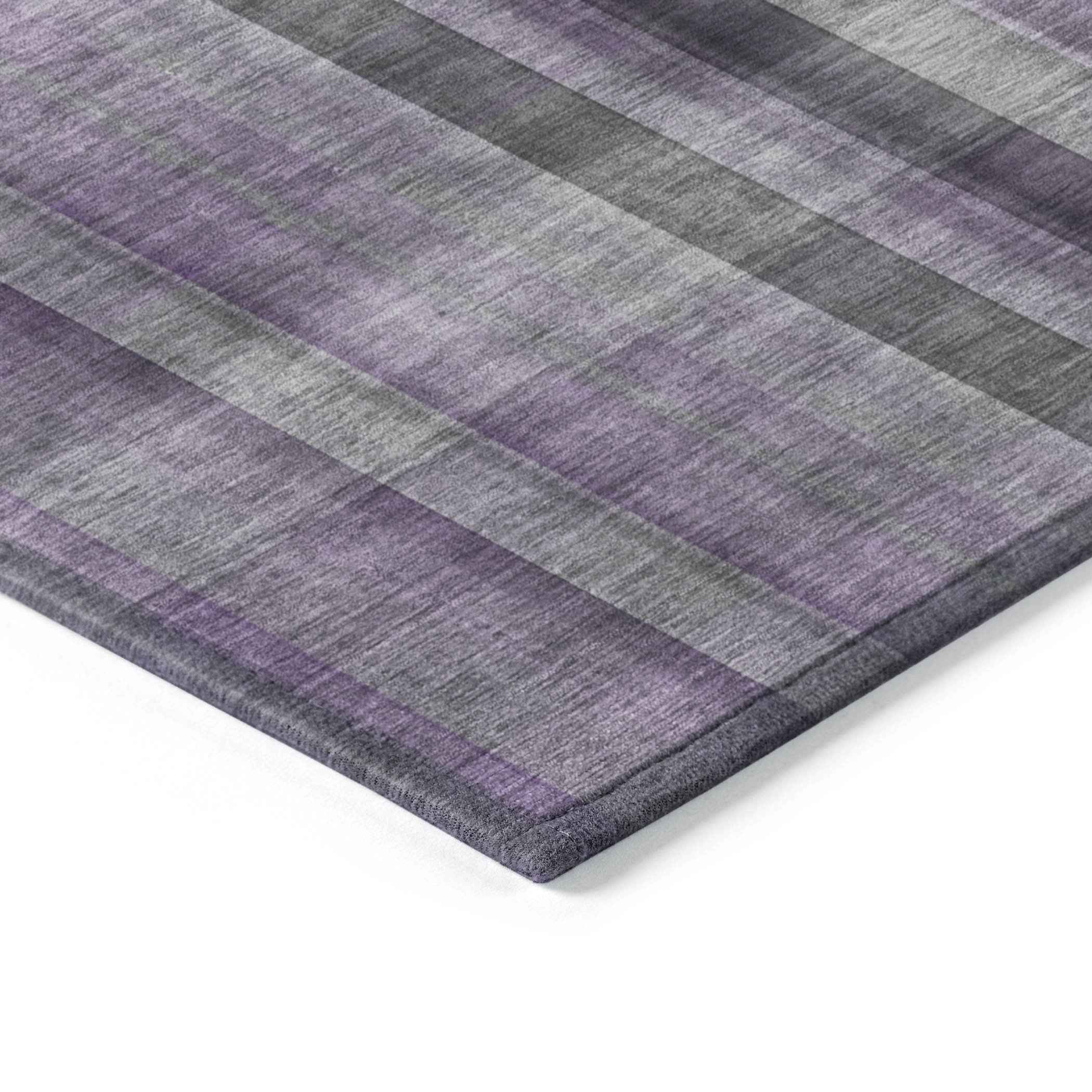 10' X 14' Purple Plaid Washable Non Skid Indoor Outdoor Area Rug