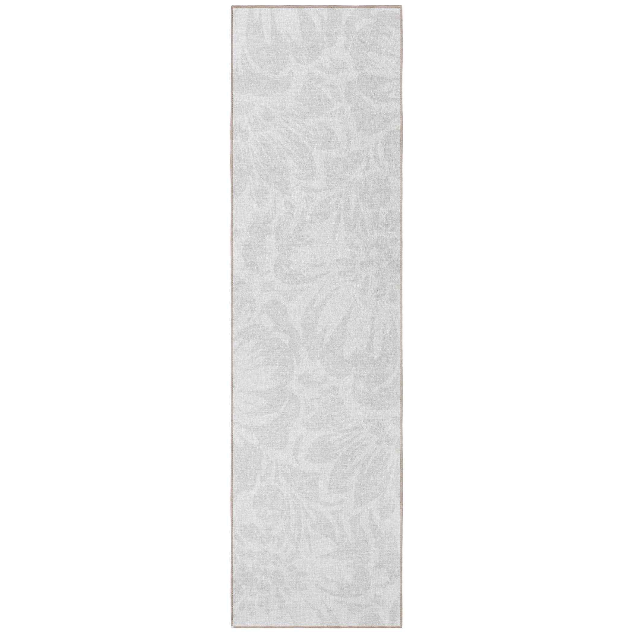 8' Runner Ivory Floral Washable Non Skid Indoor Outdoor Runner Rug