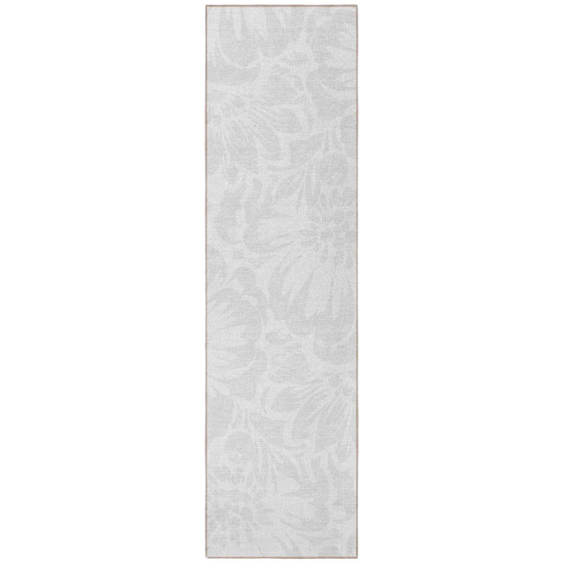 8' Runner Ivory Floral Washable Non Skid Indoor Outdoor Runner Rug
