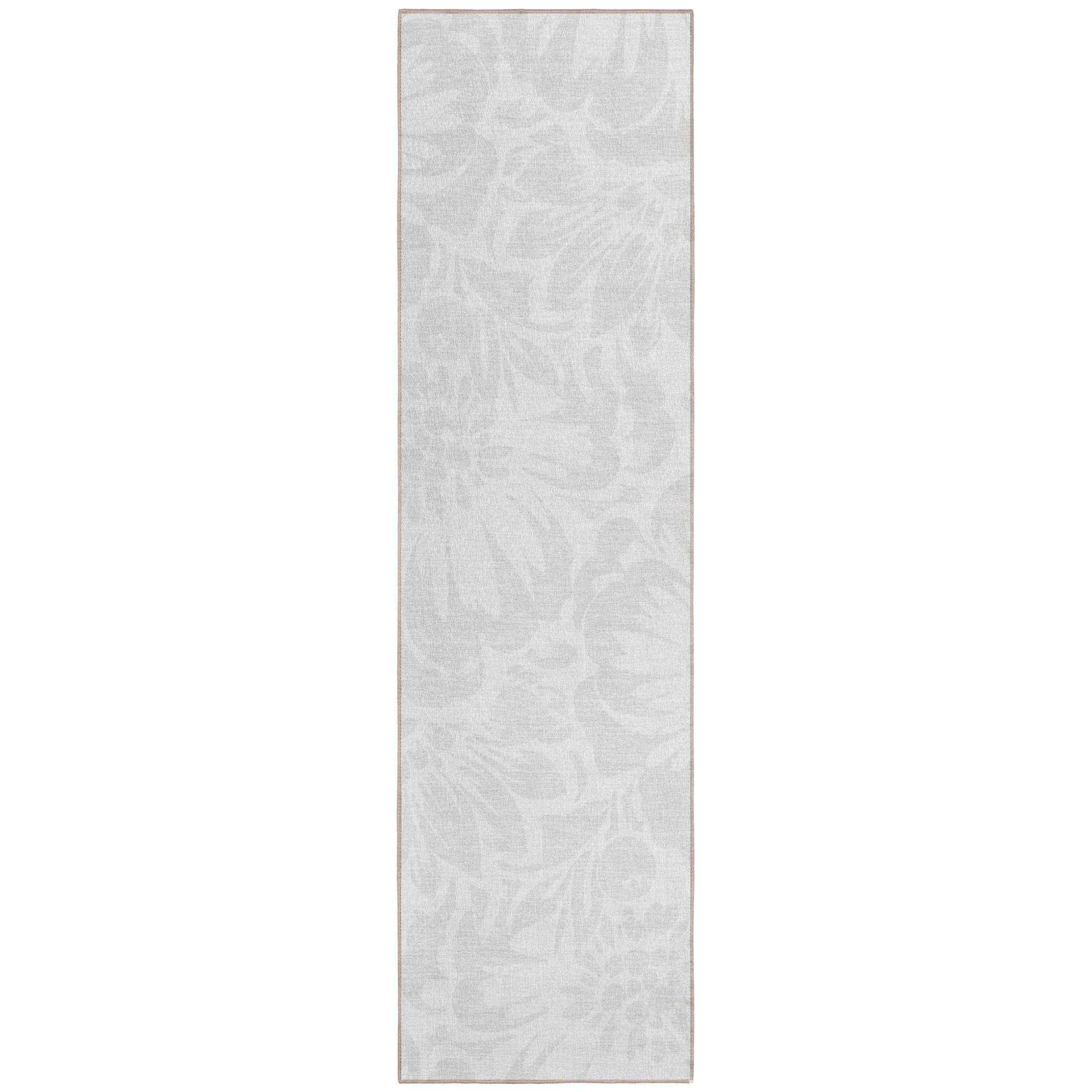 8' Runner Ivory Floral Washable Non Skid Indoor Outdoor Runner Rug