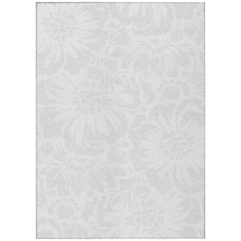 3' X 5' Ivory Floral Washable Non Skid Indoor Outdoor Area Rug