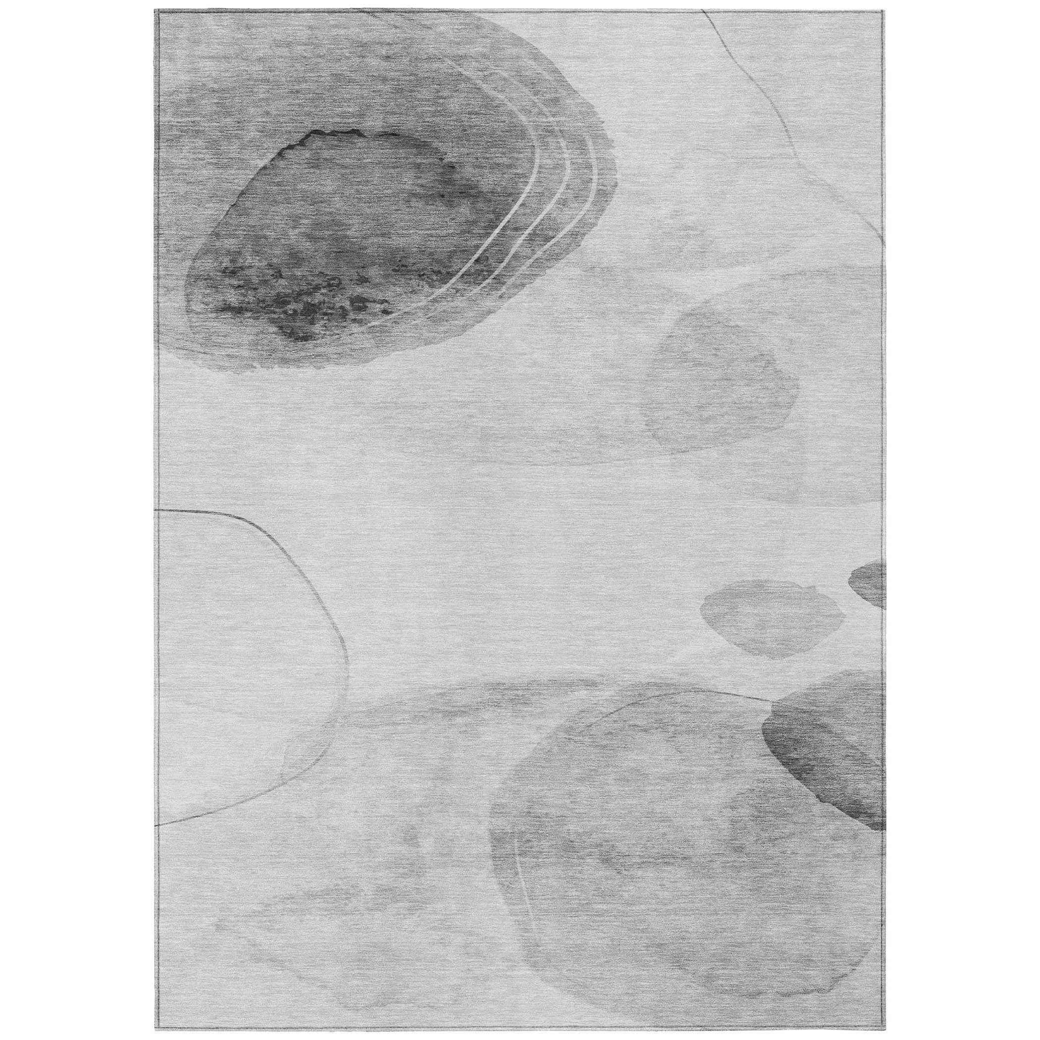 10' X 14' Gray and Light Gray Abstract Washable Non Skid Indoor Outdoor Area Rug