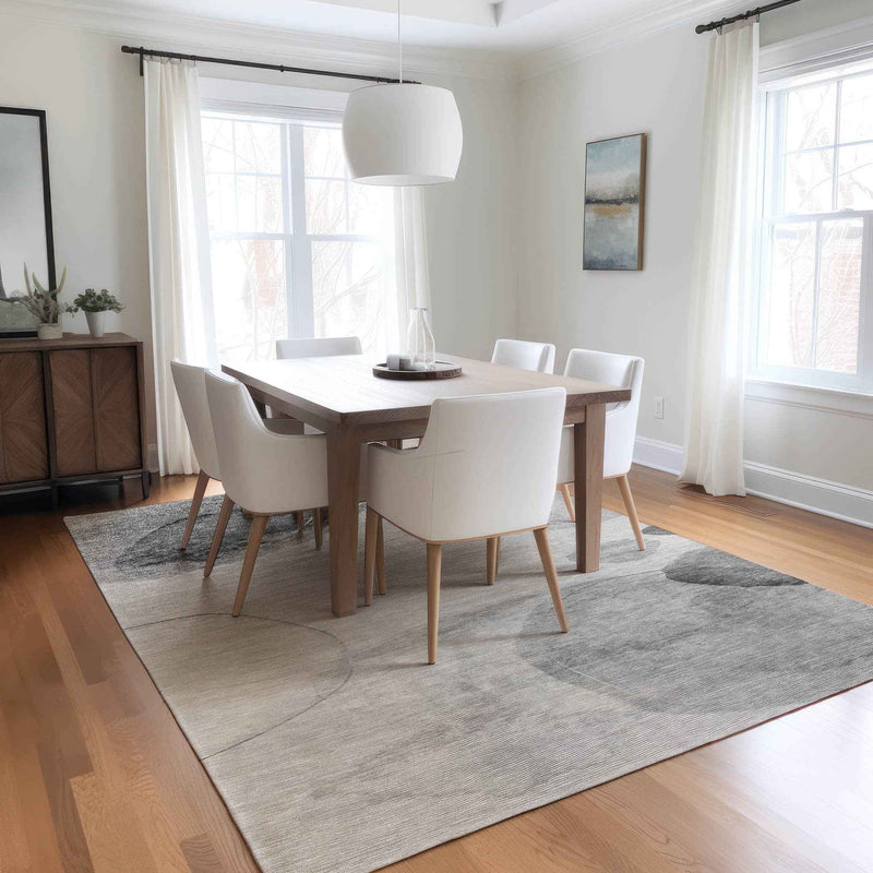 3' X 5' Gray and Light Gray Abstract Washable Non Skid Indoor Outdoor Area Rug