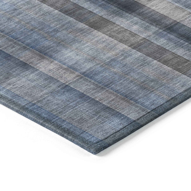 5' X 8' Blue Plaid Washable Non Skid Indoor Outdoor Area Rug