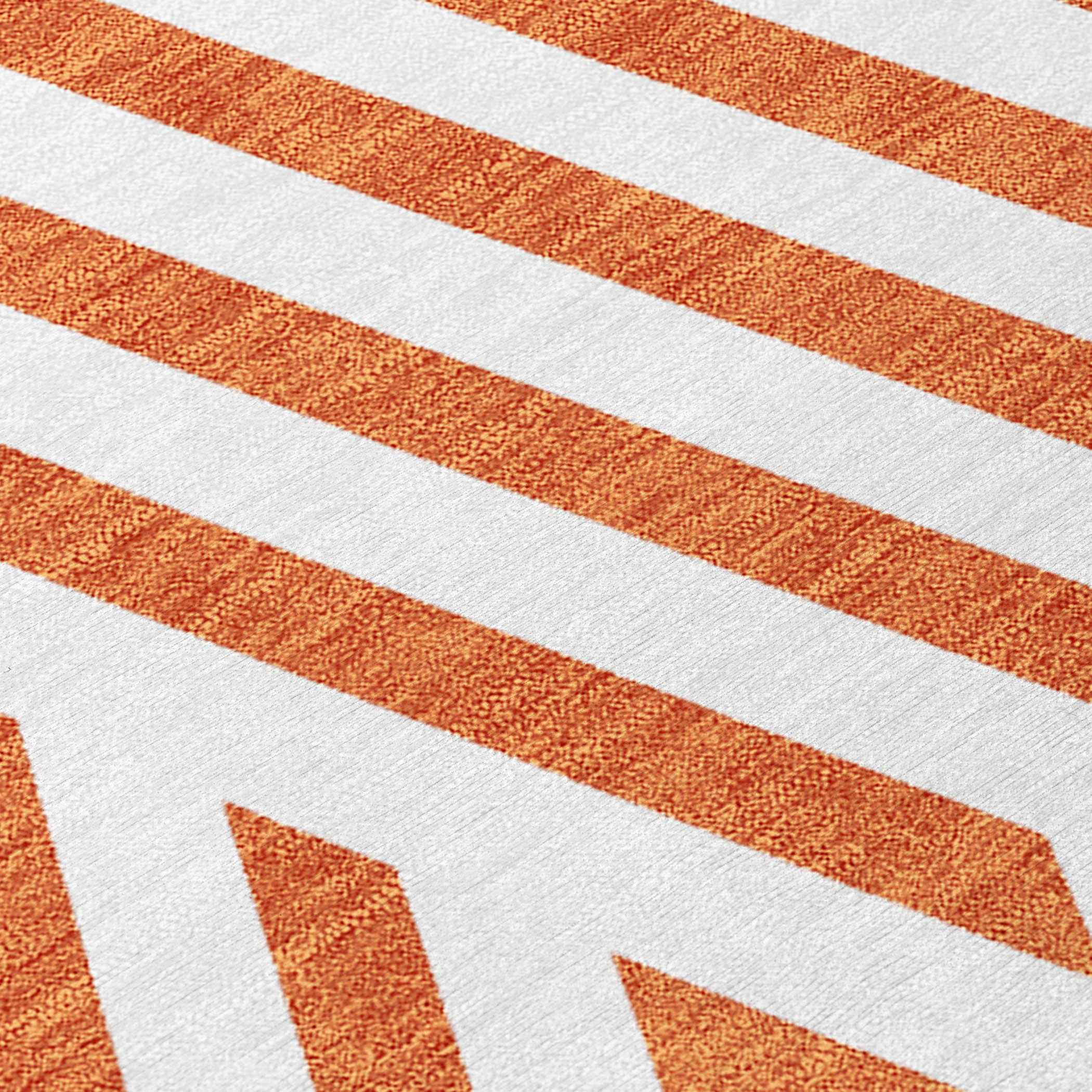 2' X 8' Orange and White Geometric Washable Non Skid Indoor Outdoor Runner Rug