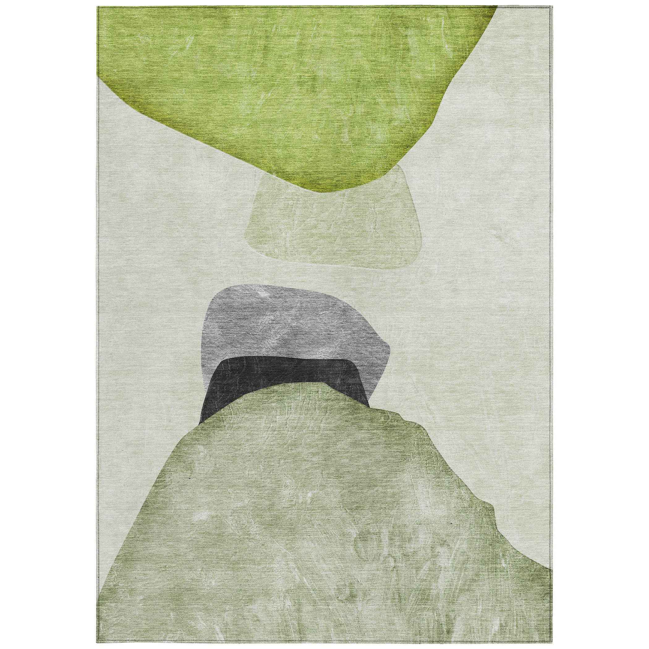 10' X 14' Green Black and Gray Abstract Washable Non Skid Indoor Outdoor Area Rug