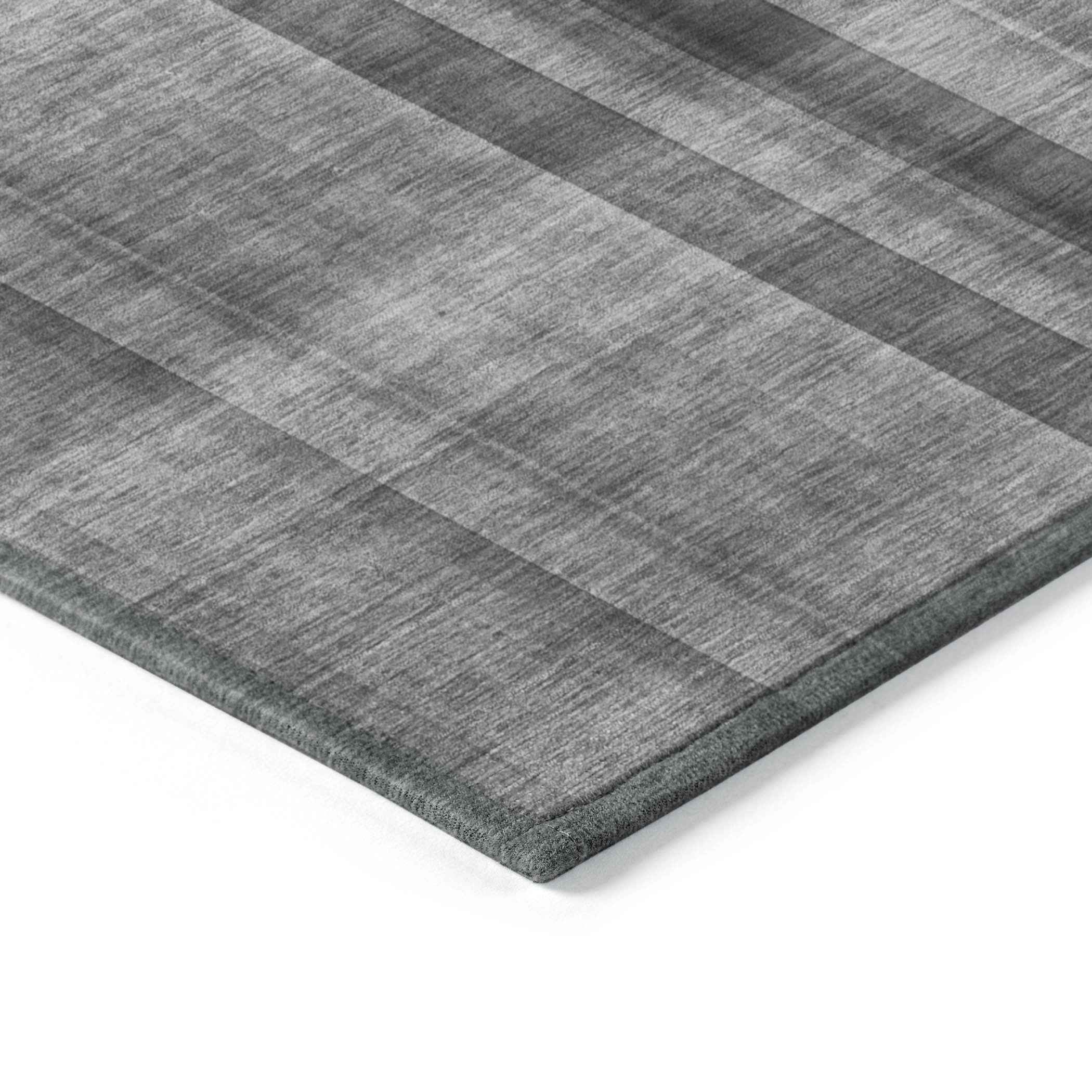 8' Runner Gray Plaid Washable Non Skid Indoor Outdoor Runner Rug