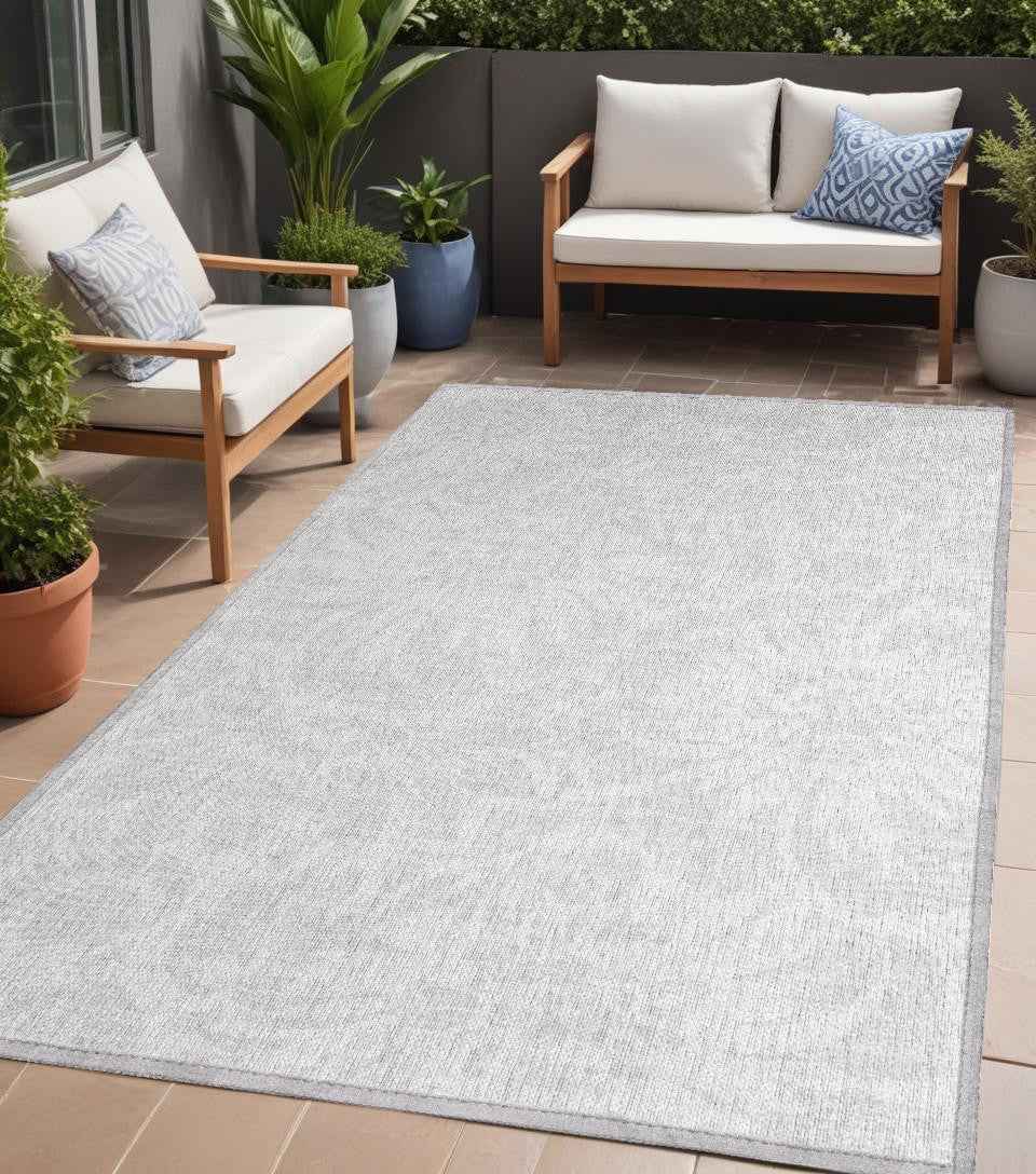 5' X 8' Ivory Floral Washable Non Skid Indoor Outdoor Area Rug